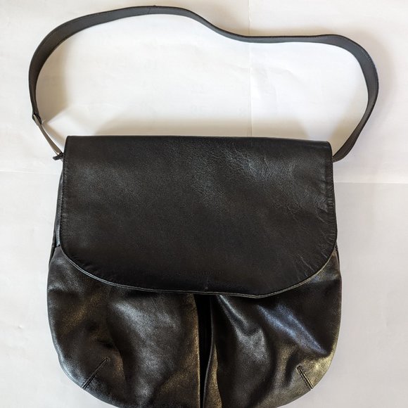 IBD Black Italian Leather "Carryall" Shoulder Bag - Picture 1 of 12